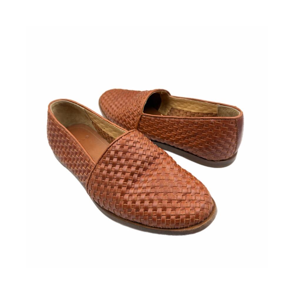 Nisolo Mara Brown Woven Leather Slip-On Casual Comfort Preppy Flat Loafers